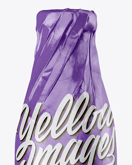 Bottle Wrapped in Glossy Paper Mockup