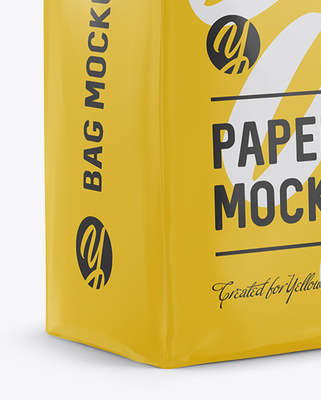 Stitched Paper Bag Mockup - Halfside View