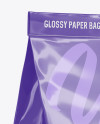 Stitched Glossy Paper Bag Mockup - Halfside View