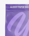 Stitched Glossy Paper Bag Mockup - Front View