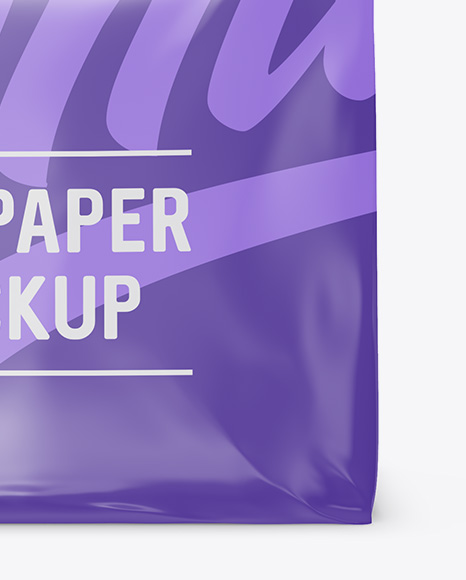 Stitched Glossy Paper Bag Mockup - Front View