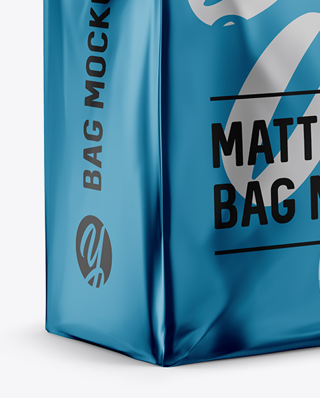 Stitched Matte Metallic Bag Mockup - Halfside View