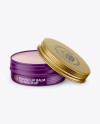 Opened Matte Lip Balm Tin Mockup - Front View (High-Angle Shot)