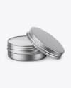 Opened Metallic Lip Balm Tin Mockup - Front View (High-Angle Shot)