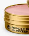 Opened Metallic Lip Balm Tin Mockup - Front View (High-Angle Shot)