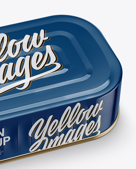 Rectangular Tin Can Mockup - Half Side View (High-Angle Shot)