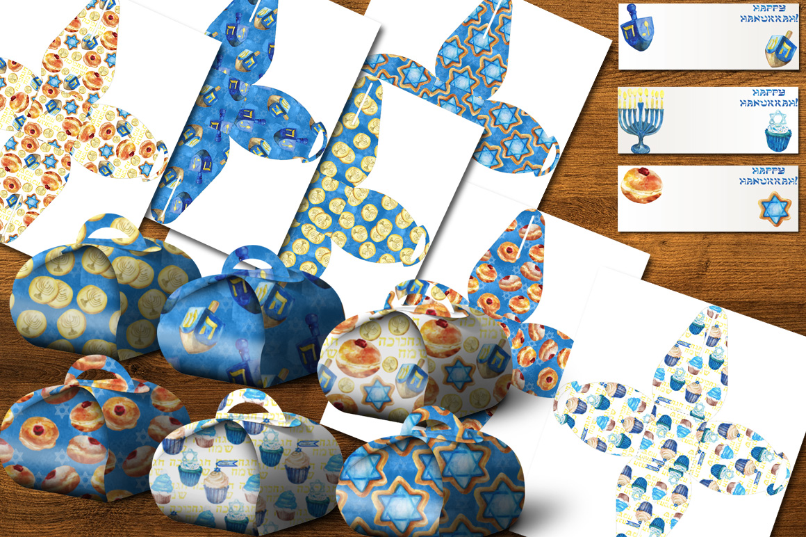 Happy Hanukkah watercolor set Happy Hanukkah watercolor set