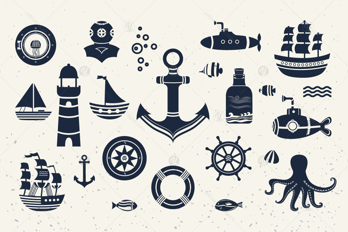 Vintage marine elements Vintage marine elements