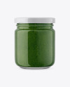 Glass Jar with Pesto Sauce Mockup - Front View