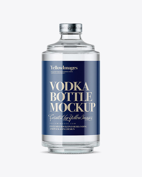 Glass Bottle W/ Vodka Mockup