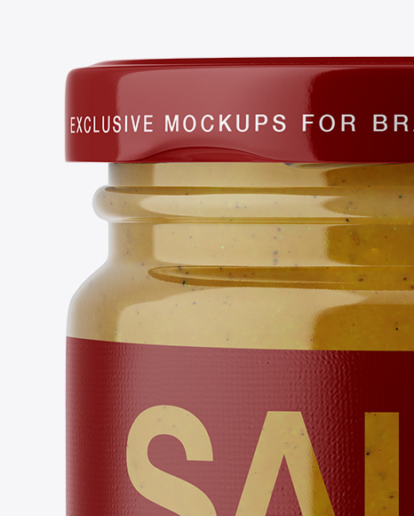 Glass Jar with Mustard Sauce Mockup - Front View