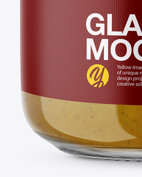 Glass Jar with Mustard Sauce Mockup - Front View