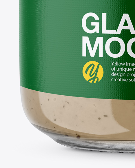 Glass Jar with Mushroom Sauce Mockup - Front View