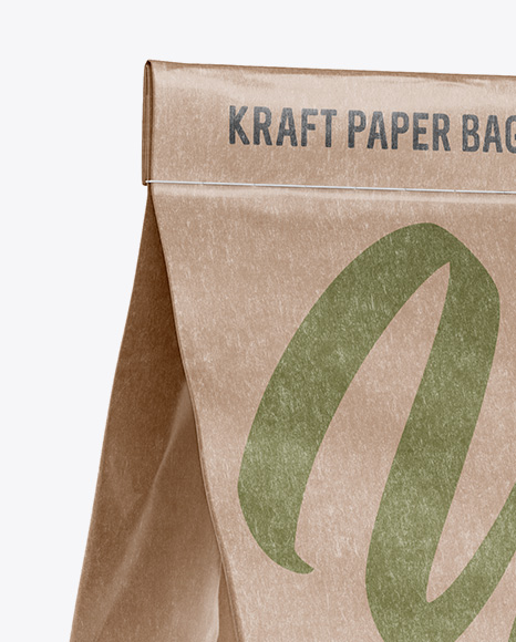 Stitched Kraft Paper Bag Mockup - Halfside View