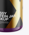 Glossy Plastic Protein Jar Mockup - Front View (High-Angle Shot)