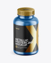 Metallic Protein Jar Mockup - Front View (High-Angle Shot)