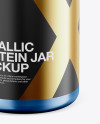 Metallic Protein Jar Mockup - Front View (High-Angle Shot)