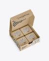 Opened Kraft Paper Box With Chocolates Mockup - Half Side View (High-Angle Shot)