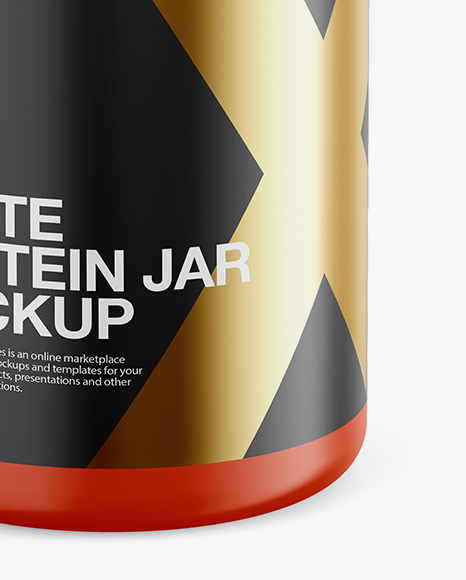 Matte Plastic Protein Jar Mockup - Front View (High-Angle Shot)