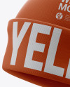 Turn Up Beanie Hat Mockup - Half-Side View