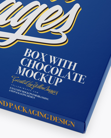 Glossy Chocolate Box Mockup - Half Side View (High-Angle Shot)