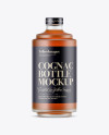 Frosted Glass Bottle W/ Cognac Mockup