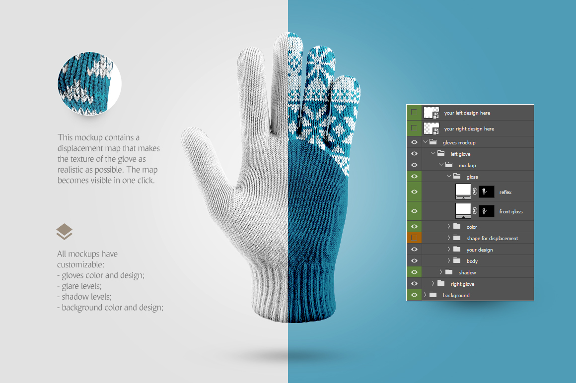 Winter Gloves Mockup