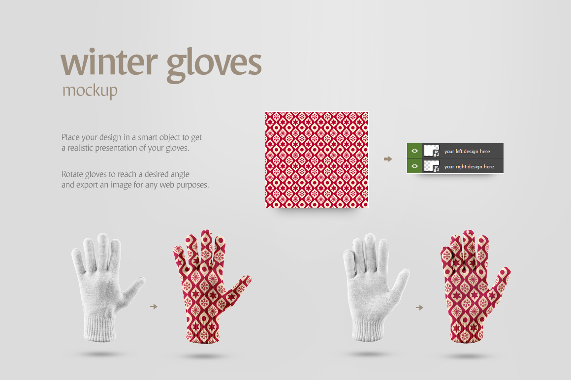 Winter Gloves Mockup