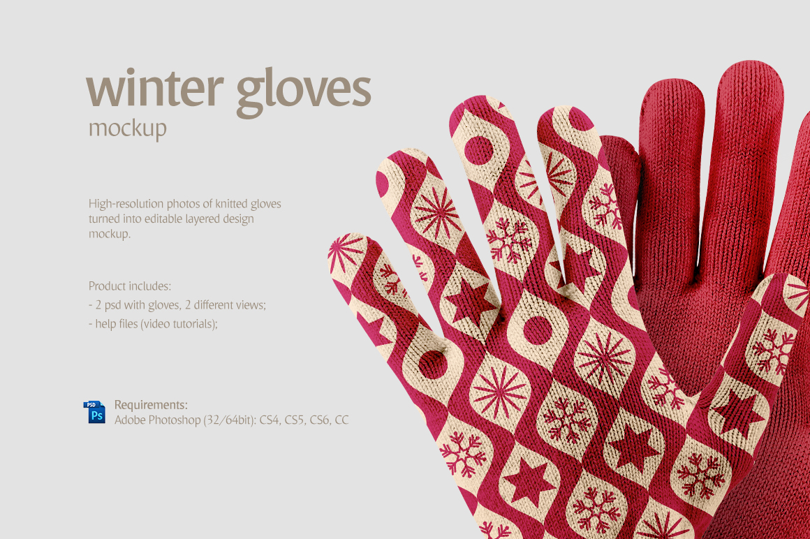 Winter Gloves Mockup