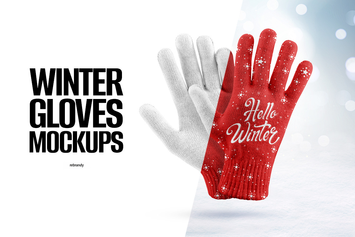 Winter Gloves Mockup