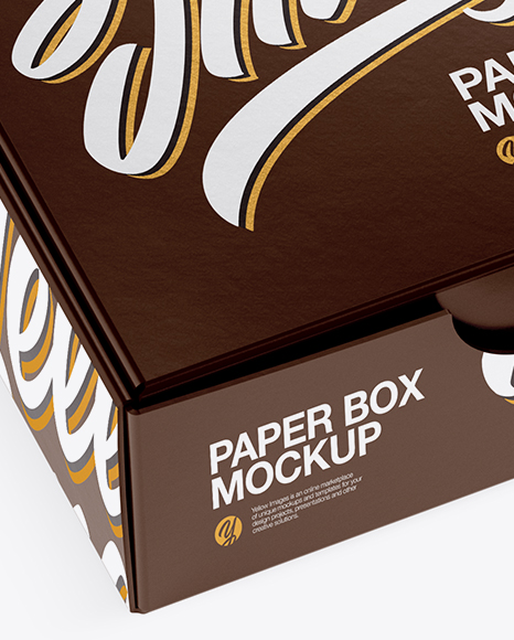 Glossy Paper Box With Chocolates Mockup - Half Side View (High-Angle Shot)