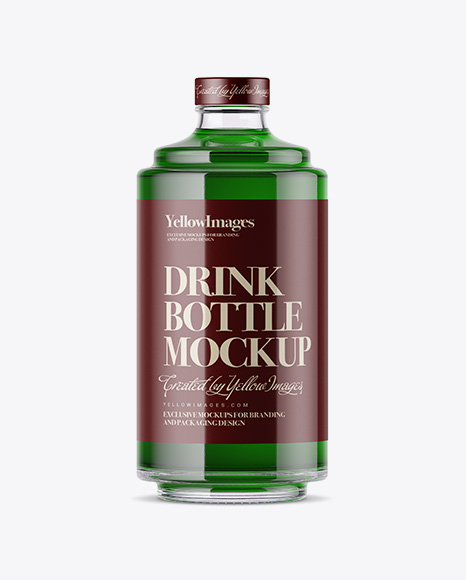 Glass Bottle W/ Drink Mockup Glass Bottle W/ Drink Mockup