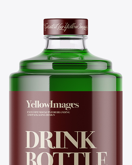 Glass Bottle W/ Drink Mockup Glass Bottle W/ Drink Mockup
