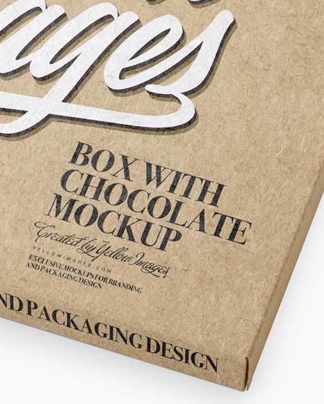 Kraft Chocolate Box Mockup - Half Side View (High-Angle Shot)