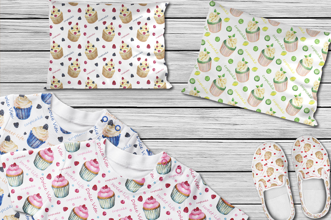 Cupcakes watercolor set Cupcakes watercolor set