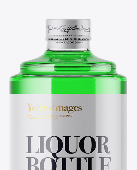 Glass Bottle W/ Liquor Mockup