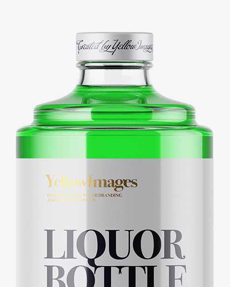 Glass Bottle W/ Liquor Mockup