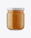 Glass Jar with Curry Sauce Mockup - Front View