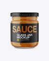 Glass Jar with Curry Sauce Mockup - Front View