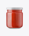 Glass Jar with Strawberry Marmalade Mockup - Front View