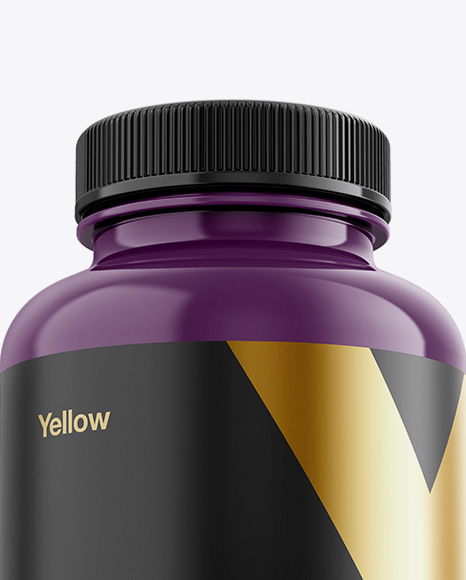 Glossy Plastic Protein Jar Mockup - Hero Shot