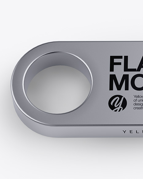 Aluminium Flash Drive Mockup - Side View (High-Angle Shot)