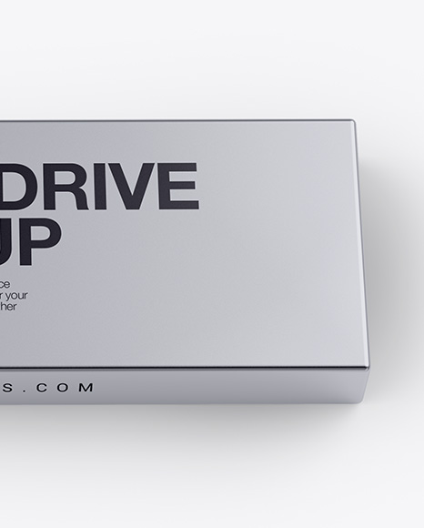 Aluminium Flash Drive Mockup - Side View (High-Angle Shot)