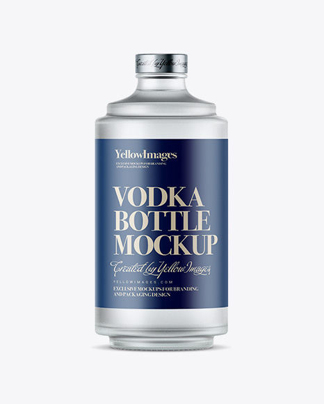 Frosted Glass Bottle W/ Vodka Mockup