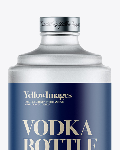 Frosted Glass Bottle W/ Vodka Mockup