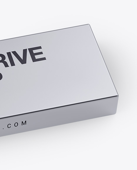 Aluminium Flash Drive Mockup - Half Side View (High-Angle Shot)