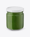 Glass Jar with Pesto Mockup - Front View (High Angle Shot)