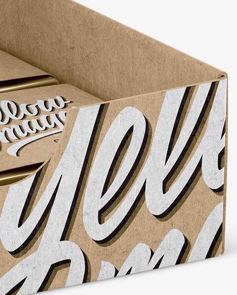 Opened Kraft Paper Box With Chocolates Mockup - Half Side View