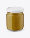 Glass Jar with Mustard Mockup - Front View (High Angle Shot)