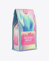 Holographic Foil Coffee Bag w/ a Tin-Tie Mockup - Halfside View